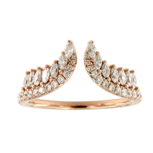 This ring features marquise and round brilliant cut diamonds that t...