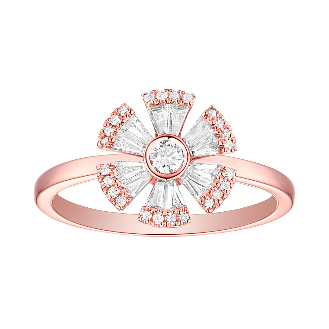 14k Rose Gold Diamond Flower Ring
