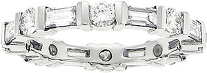 Platinum 1.92ct Round & Baguette Diamond Eternity Band