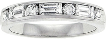 Platinum 3/4 ct. Channel-Set Round & Baguette Diamond Band