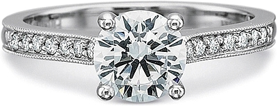 Precision Set Flush Fit Milgrain Diamond Engagement Ring
