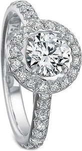 Precision Set French Cut Halo Diamond Engagement Ring