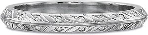 Precision Set Leaf Pattern Diamond Wedding Band