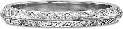 Precision Set Leaf Pattern Diamond Wedding Band