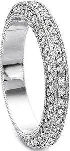 Precision Set Triple Row Diamond Wedding Band