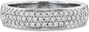 Precision Set Triple Row Diamond Wedding Band