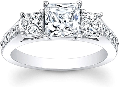 Princess Cut Pave Diamond Engagement Ring