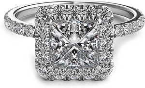 Princess Halo Diamond Engagement Ring