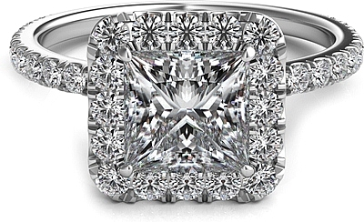 Princess Halo Diamond Engagement Ring