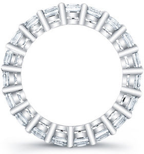 
Princess cut diamonds are set in a continuous circle using shared ...