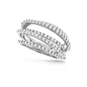 Diamond Small Rollercoaster Ring in 14k White Gold with 89 Diamonds...