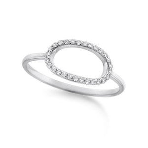 Diamond Open Oval Ring in 14K White Gold with 28 Diamonds Weighing ...