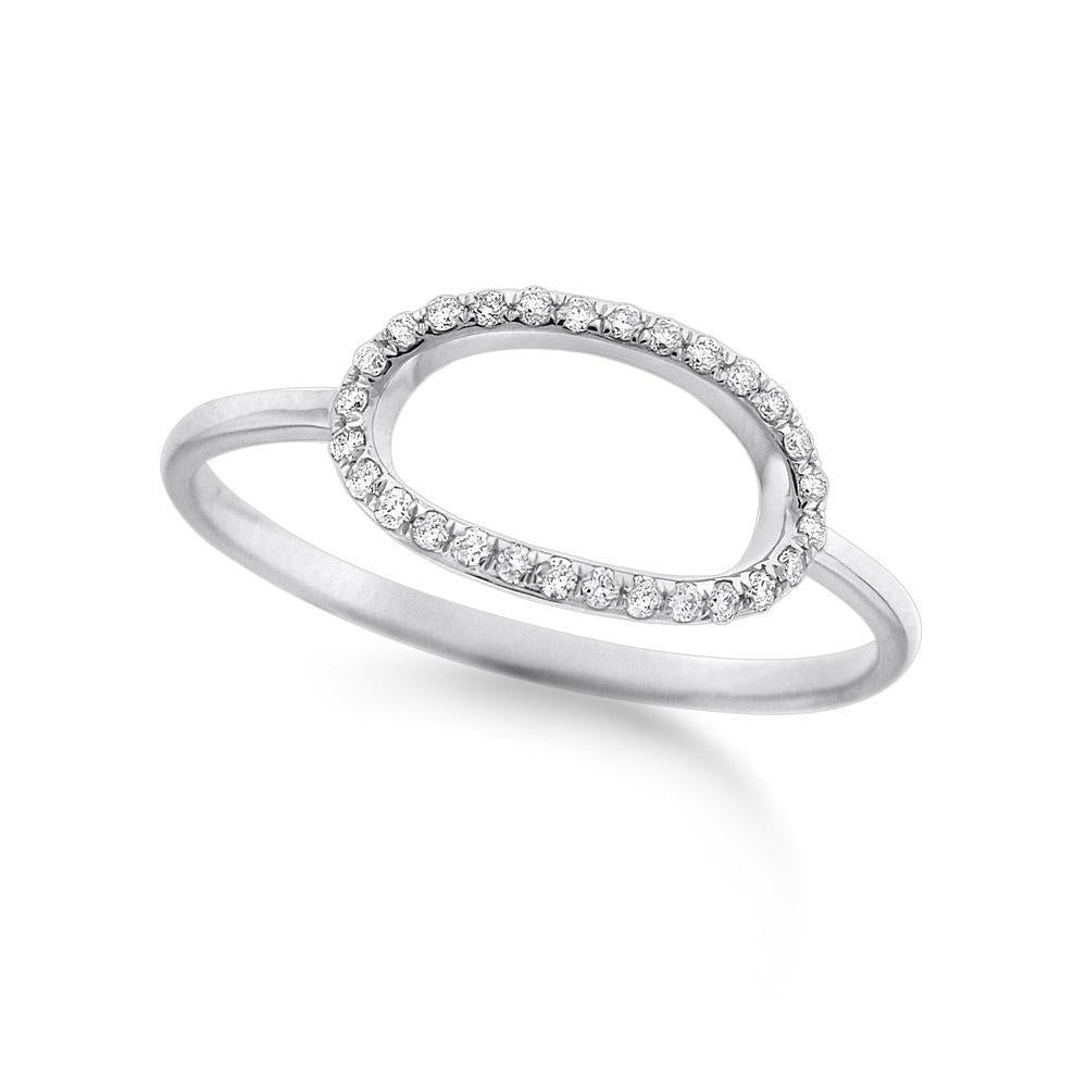 Diamond Open Oval Ring in 14K White Gold with 28 Diamonds Weighing ...