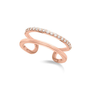 Diamond Double Row Midi Ring (Size 3.5) in 14K Rose Gold with 19 Di...