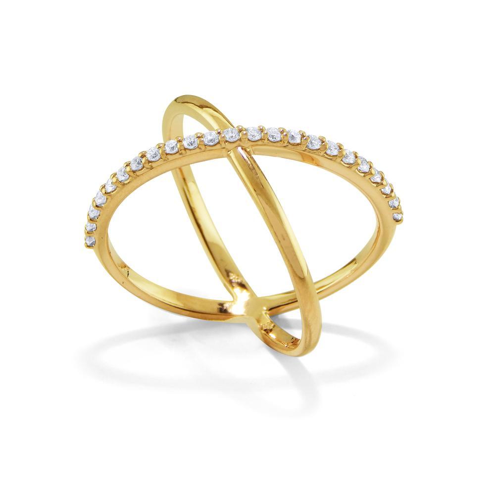 14K Diamond X Ring. Available in yellow, white and rose gold. 5/8