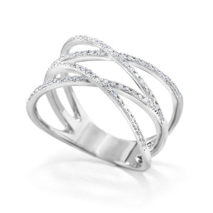 14K Diamond Double X Ring. Available in yellow, white and rose gold...