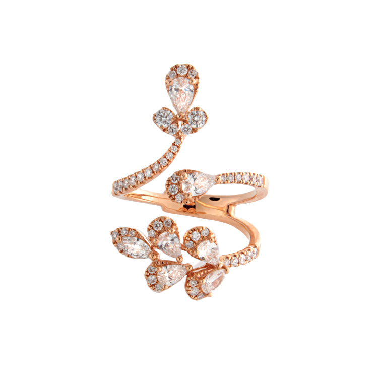 18k Rose Gold Floral Diamond Ring