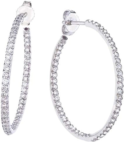 Roberto Coin - Love In Verona Diamond Small Hoop Earrings in 18K White –  Robinson's Jewelers