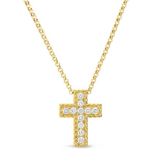 Roberto Coin 18k Yellow Gold .11ctw Diamond Cross Necklace 001883AYCHX0