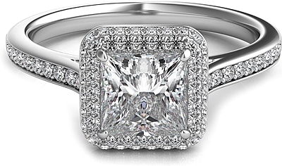 Rolled Princess Halo Diamond Engagement Ring-SNT369
