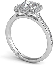 Rolled Princess Halo Diamond Engagement Ring