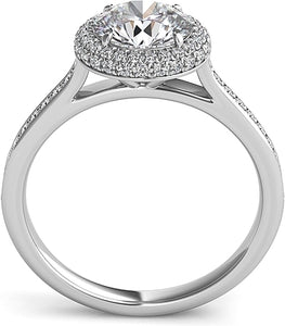 Rolled Round Halo Diamond Engagement Ring
