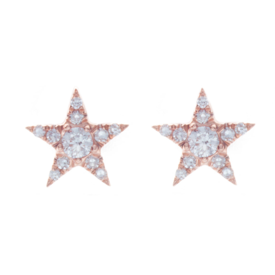 small star studs with diamonds totaling .05ct