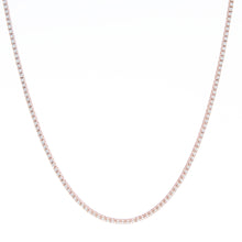 This rose gold tennis necklace features diamonds totaling 3.25cts