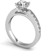 Round Brilliant Channel-Set Cathedral Diamond Engagement Ring