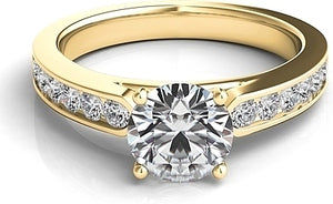 Round Brilliant Channel-Set Cathedral Diamond Engagement Ring