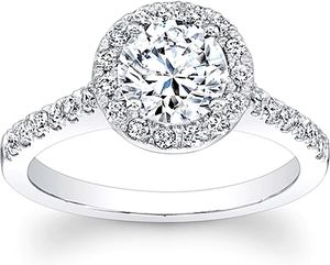 Round Pave Halo Diamond Engagement Ring