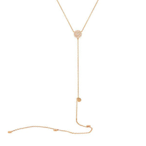 This lariat necklace features a cluster of round brilliant cut diam...