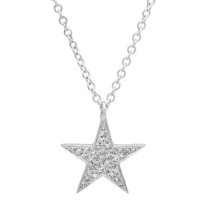 This diamond necklace features pave set round brilliant cut diamond...