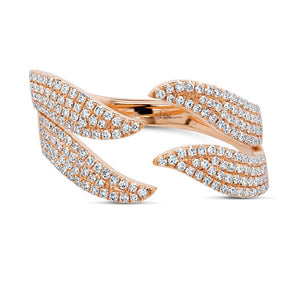 This 14k rose gold diamond wave ring contains .50cts of round brill...