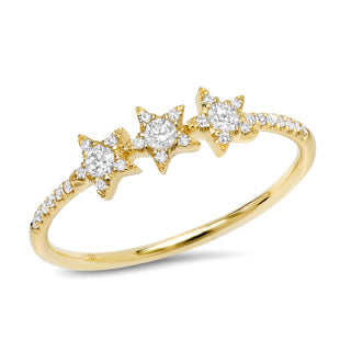 EF Collection 14K Gold and Diamond Stackable Star Ring