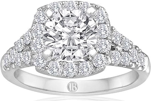 Signature Pave Split Shank Diamond Engagement Ring
