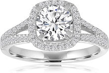 Signature Pave Split Shank Diamond Engagement Ring