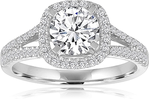 Signature Pave Split Shank Diamond Engagement Ring