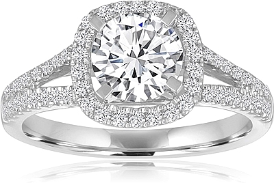 Signature Pave Split Shank Diamond Engagement Ring