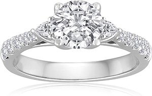 Signature Pave Three Stone Diamond Engagement Ring