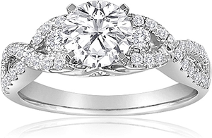 Signature Pave Twist Shank Diamond Engagement Ring