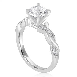 Signature Pave Twist Shank Diamond Engagement Ring