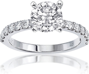 This diamond engagement ring setting features prong set round brill...