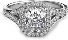Split Shank Diamond Cushion Halo Engagement Ring