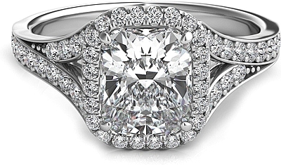 Split Shank Diamond Cushion Halo Engagement Ring-SNT273