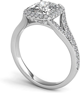 A stylish split shank diamond engagement ring setting with a cushio...