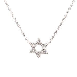 This Star of David pendant features pave set diamonds totaling .11c...