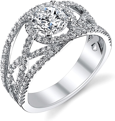 Sylvie Criss-Cross Diamond Engagement Ring