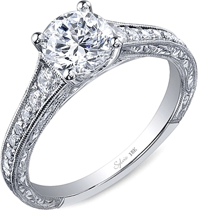 SY886 Sylvie Engraved Diamond Engagement Ring H.L. Gross