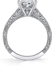 Sylvie Engraved Pave Diamond Engagement Ring
